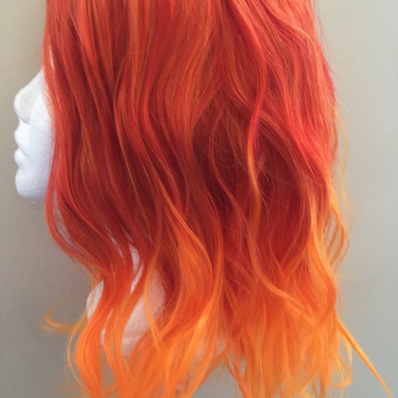 Short Bob Wavy Curly Orange Ombre Wig - Picture 10 of 10